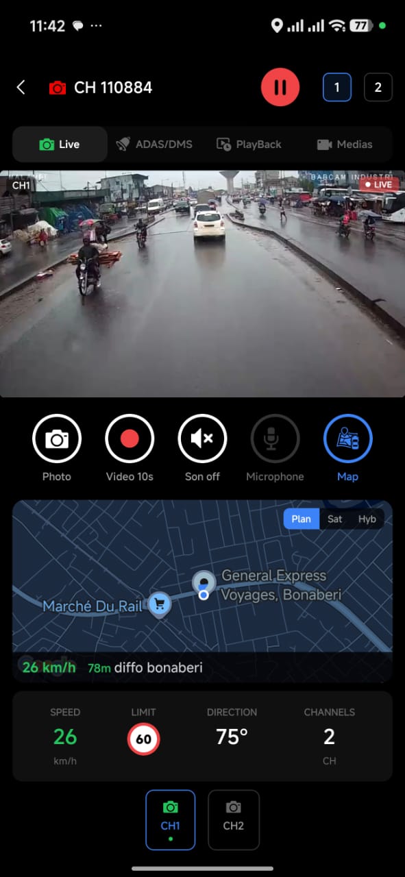 App live caméra IA — caméra route